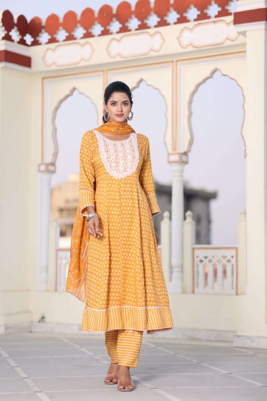 jaipuri anarkali designer heavy rayon suit