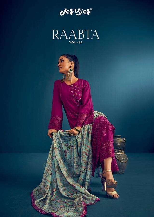 jay vijay raabta vol 2 series 7561-7568 pure moga silk suit 