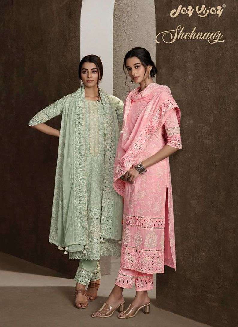jay vijay shehnaaz series 7721-7728 pure cotton khadi print suit 