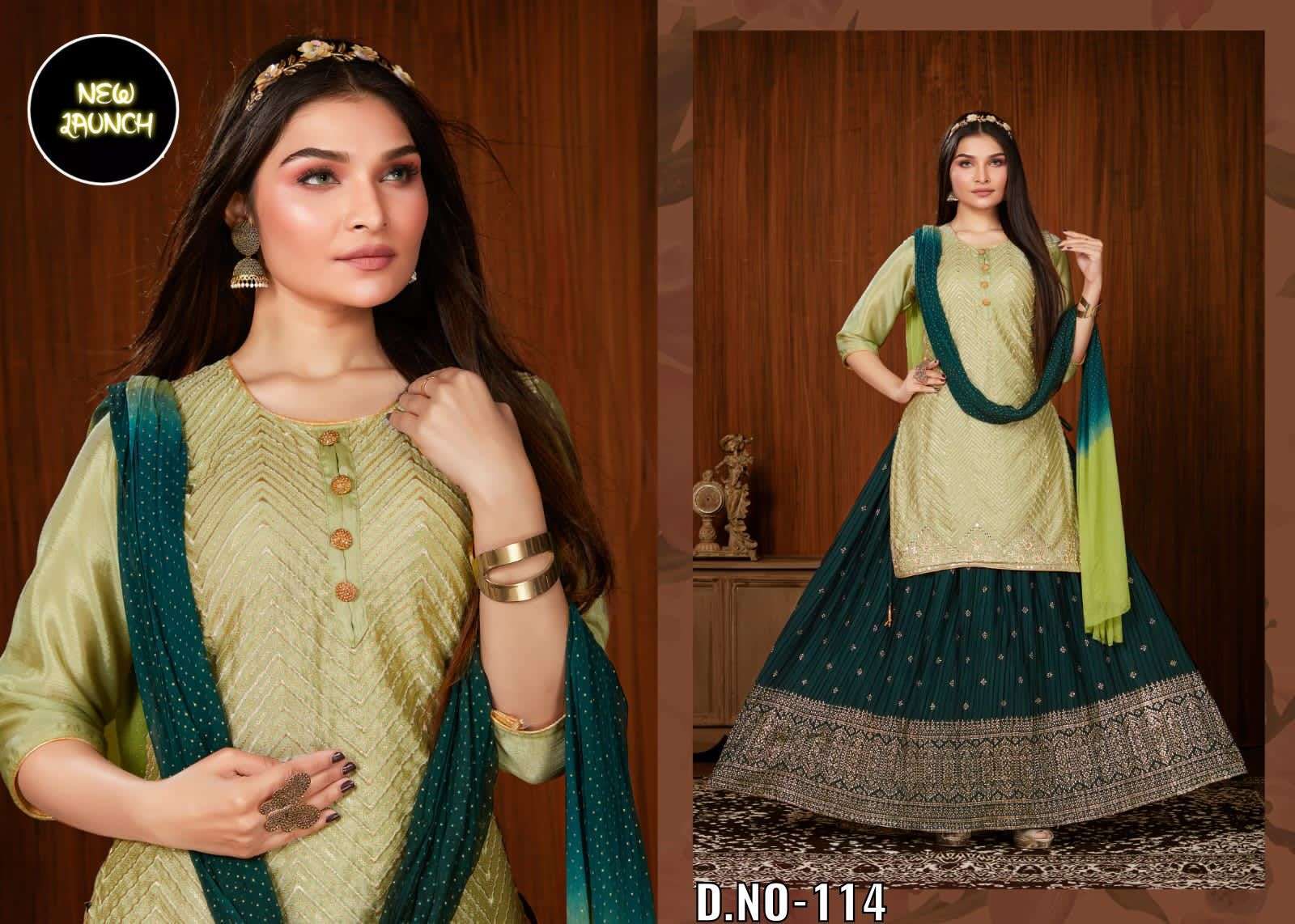 KANNA COMBO 114 Heavy Chinon Silk READYMADE suit