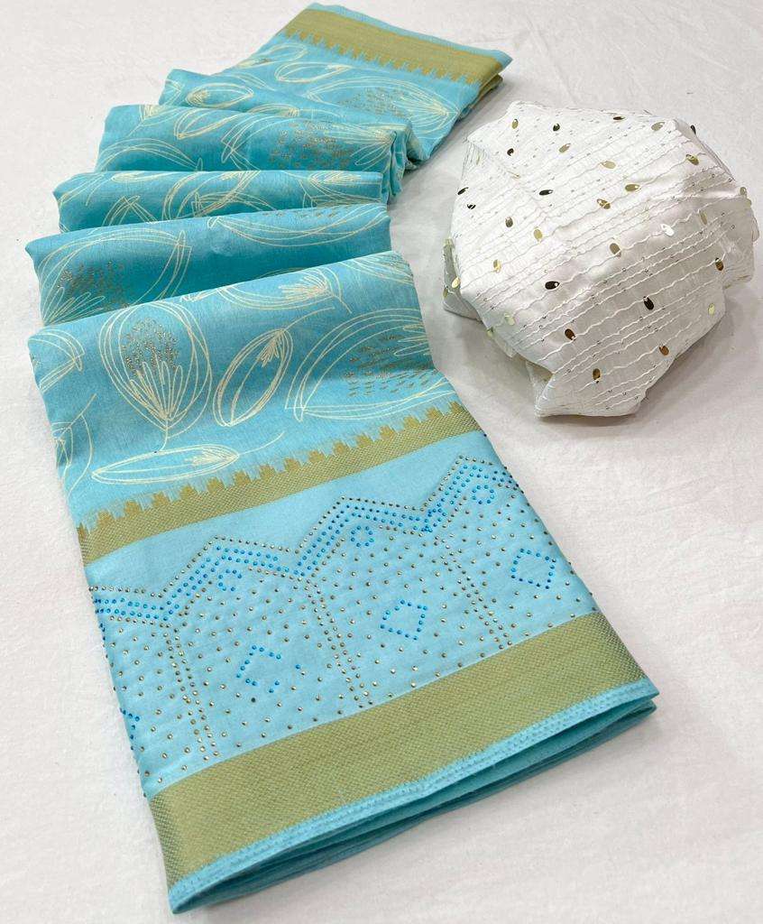 kashvi creation soneri cotton silk with panel swarovski saree