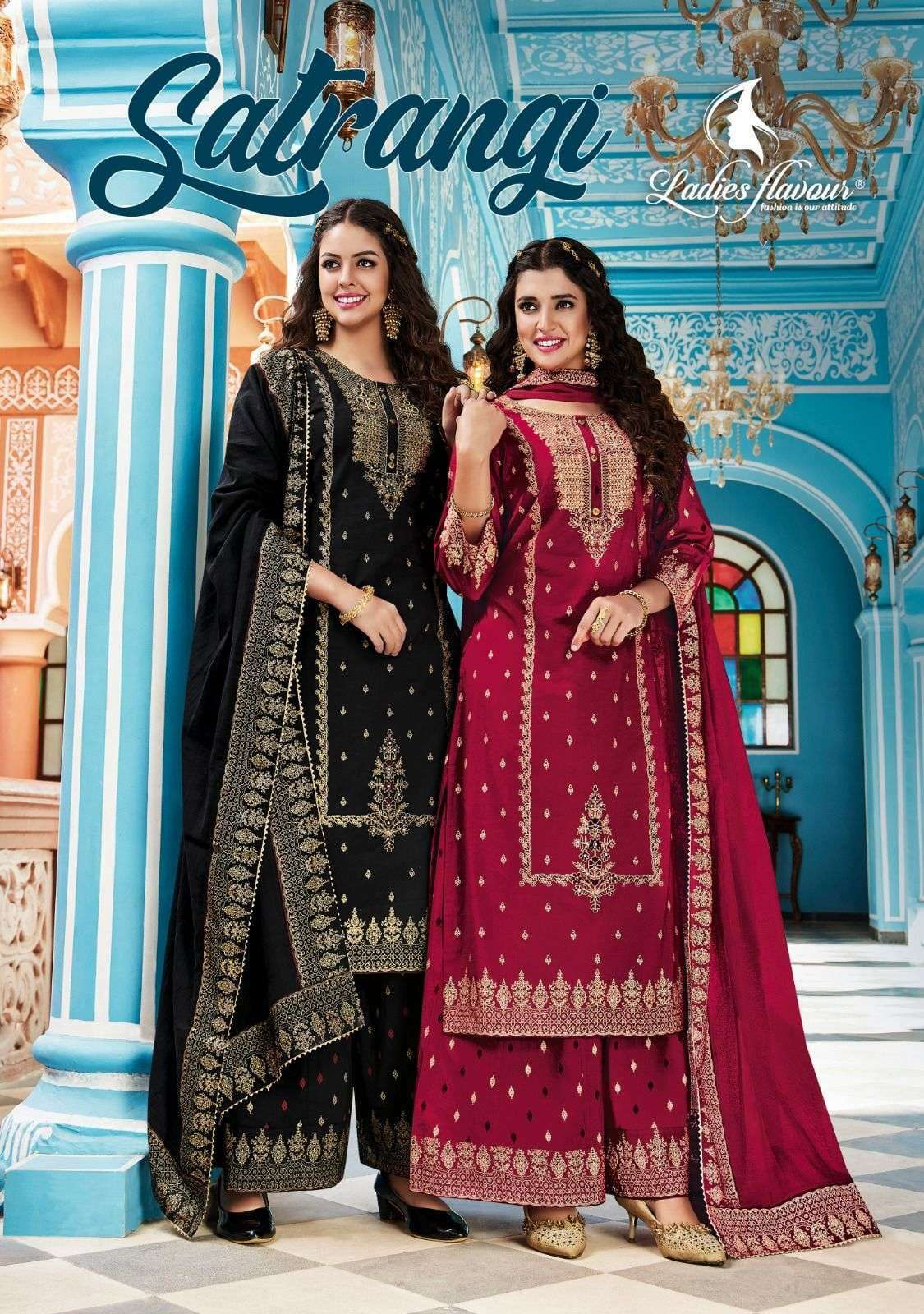 ladies flavour satrangi series 1001-1004 heavy cotton readymade suit 