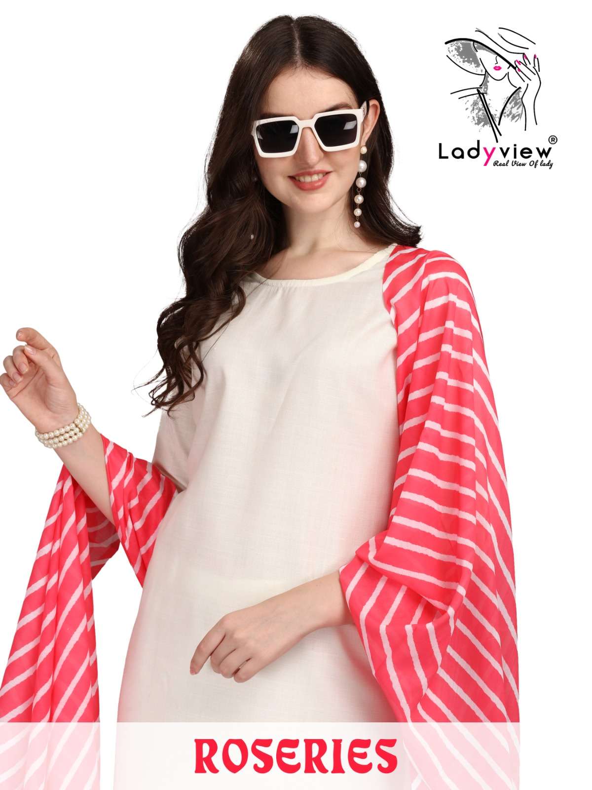 ladyview roseries series 215-218 magic cotton readymade suit 