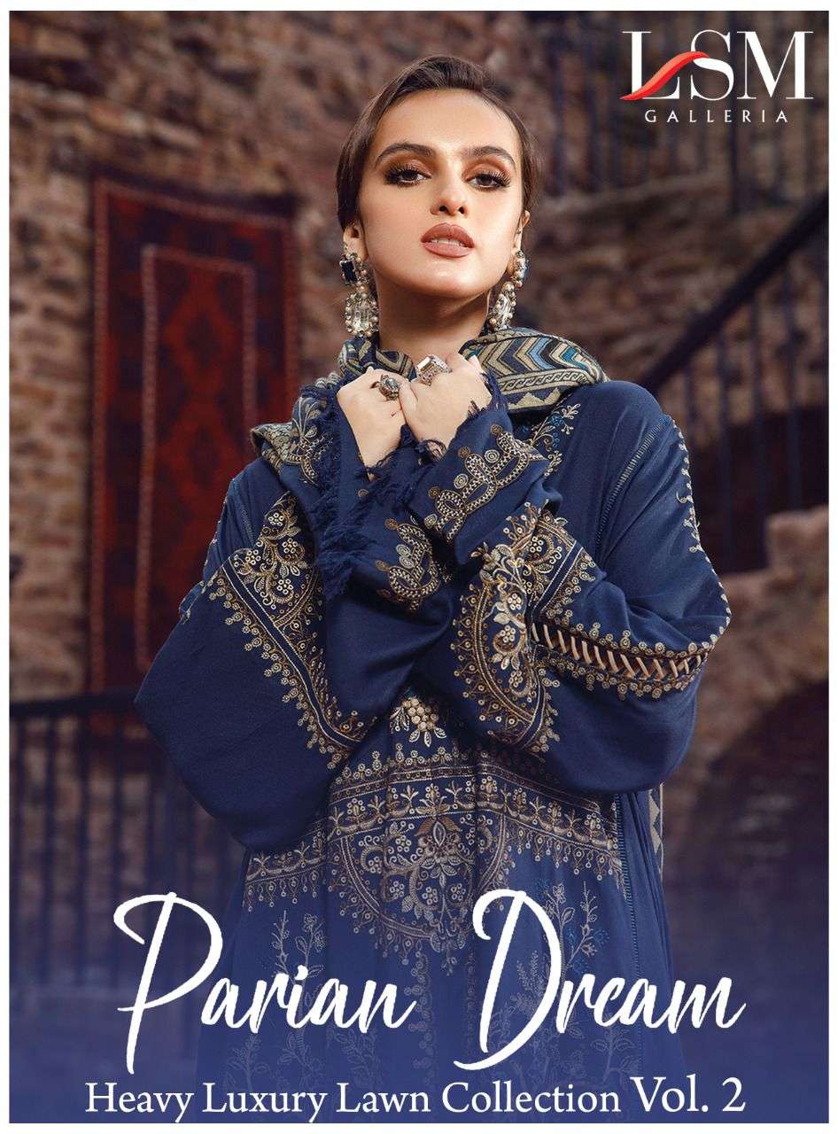 lsm parian dream heavy luxury lawn collection vol 2 series 1011-1016 lawn suit 