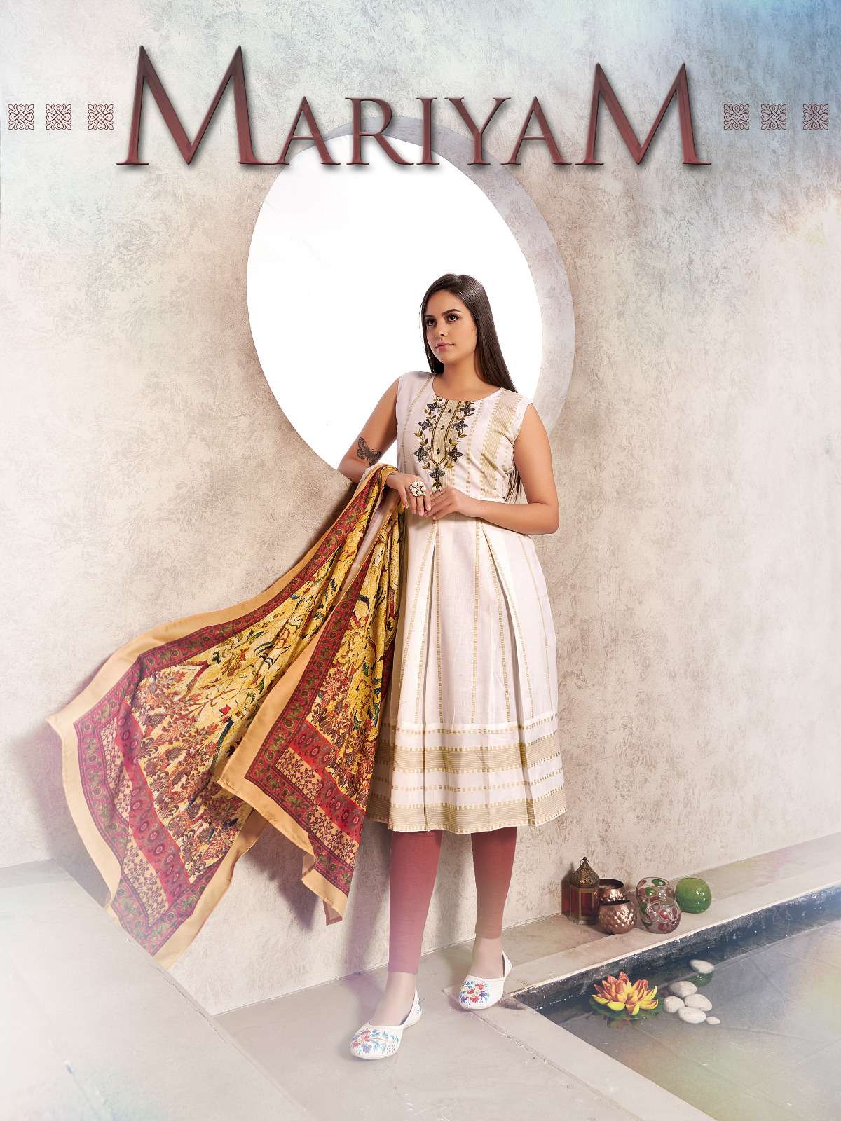 mariyam vol 1 series 4016-4020 mul cotton kurti with dupatta 