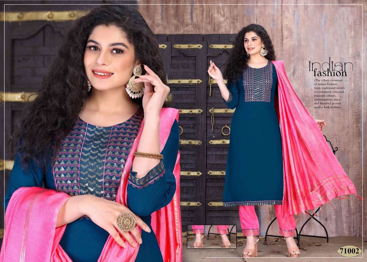 mayuri series 71001-71006 14 kg rayon readymade suit 