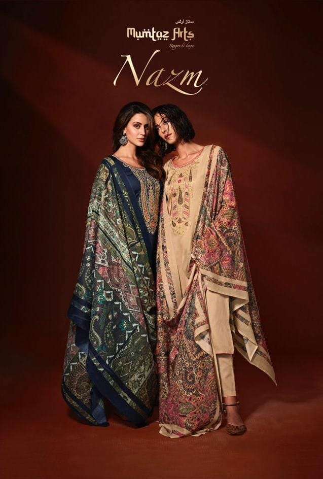 mumtaz art nazm series 1001-1007 Pure Viscose jam satin suit