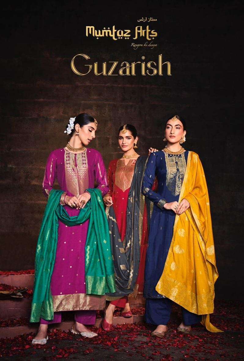 mumtaz arts guzarish series 3001-3006 pure viscose dola jacquard suit 