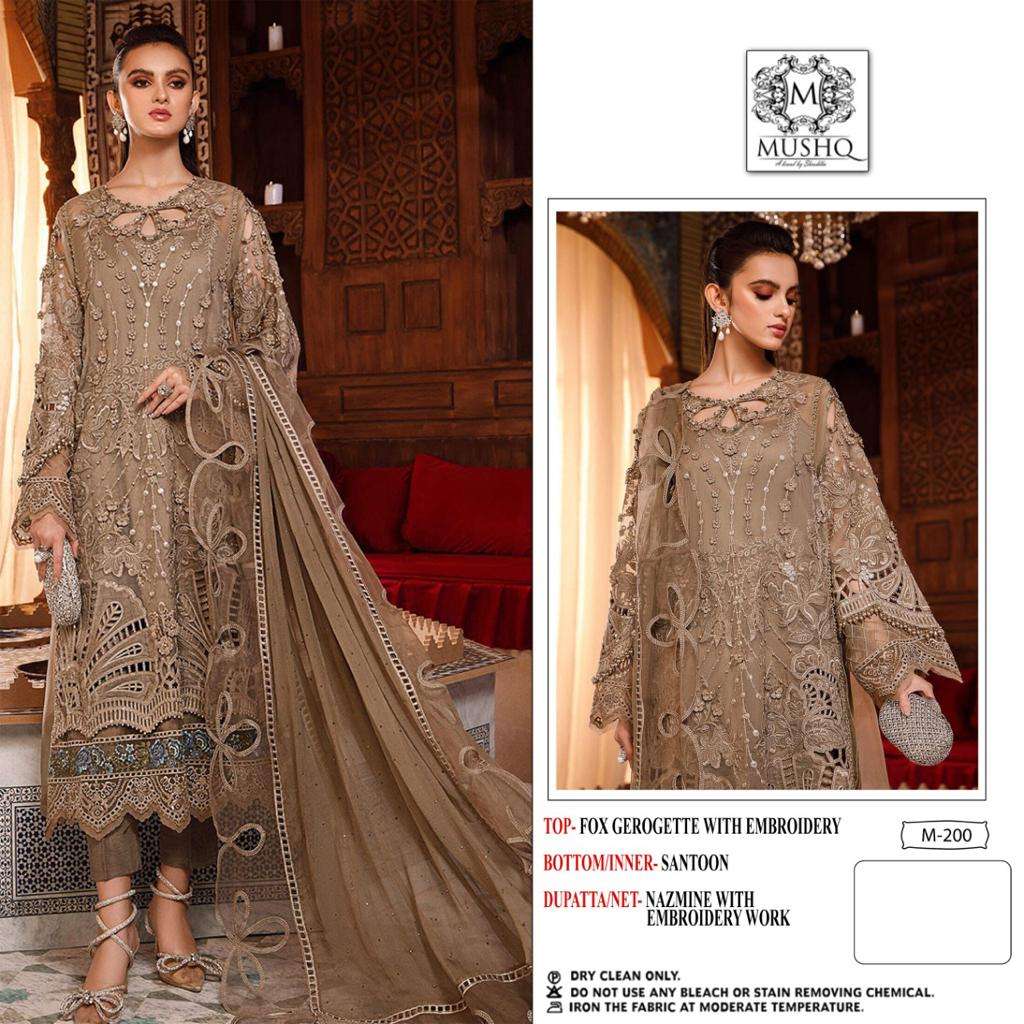 mushq M-200 designer faux georgtete suit 