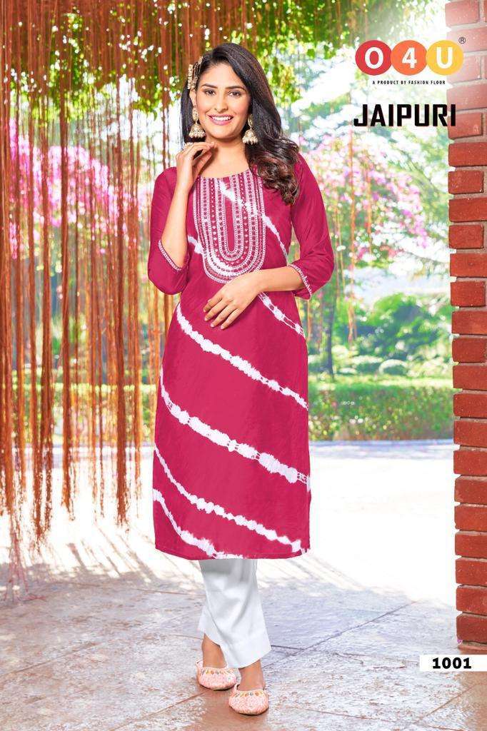 o4u jaipuri series 1001-1008 viscose silk kurti 