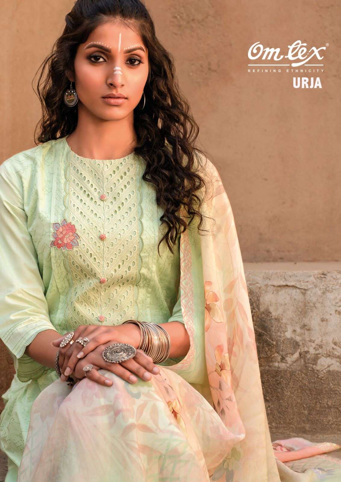 omtex urja series 1451 lawn cotton embroidery suit 