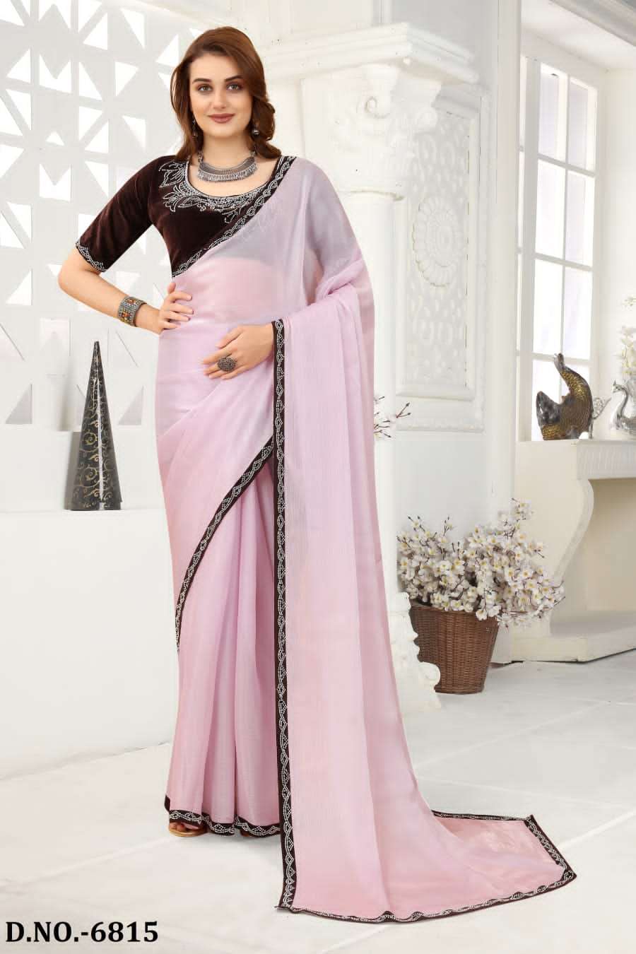 perfection designer organza heavy hot fix zarkan border saree 