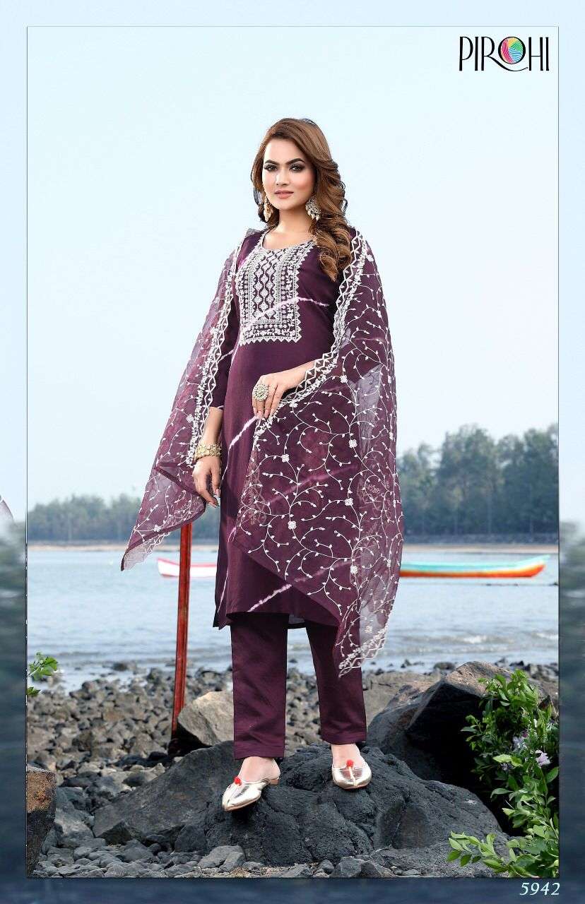 pirohi kesariya series 5940-5943 premium silk suit 