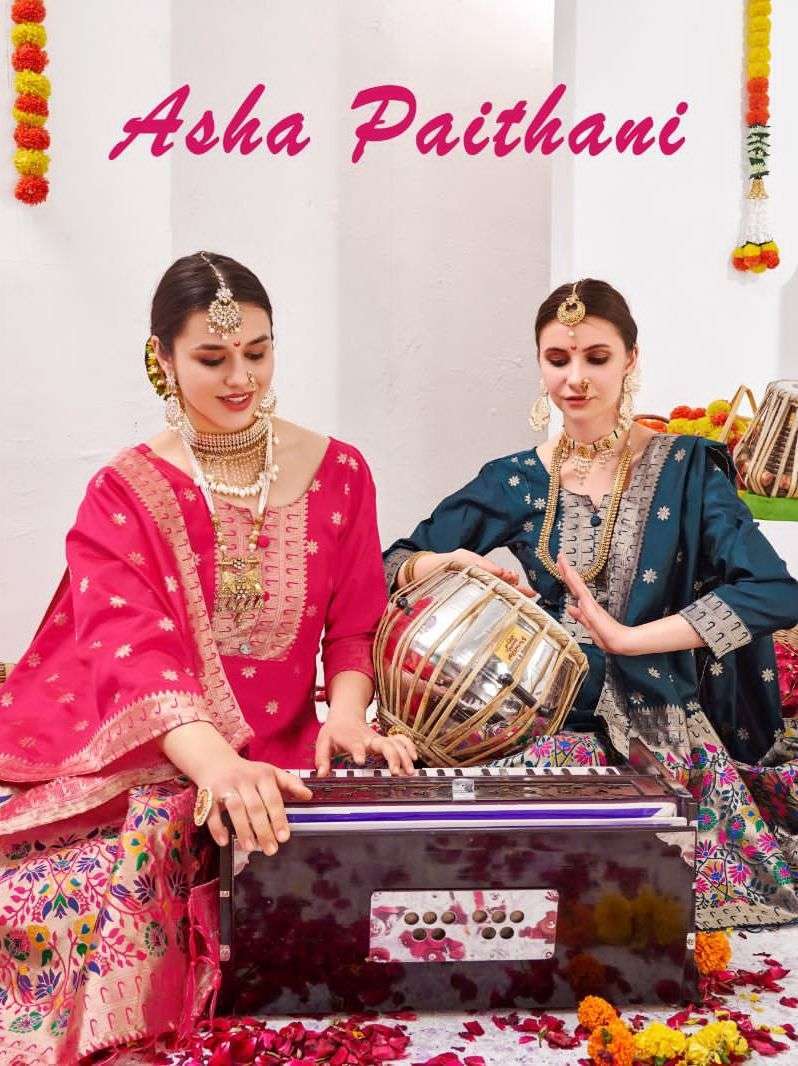 poonam asha paithani series 1001-1006 Pure Tapeta Silk kurti with dupatta