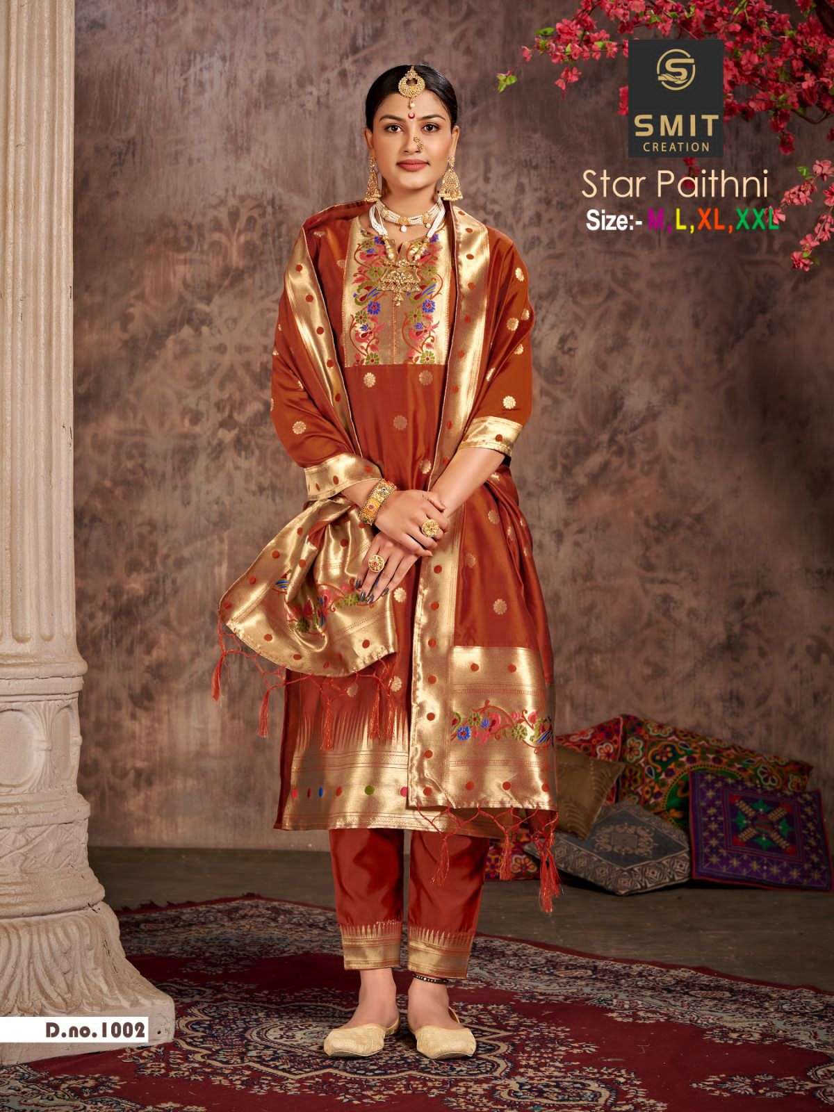 poonam star paithni series 1001-1005 Pure Tapeta Silk readymade suit 