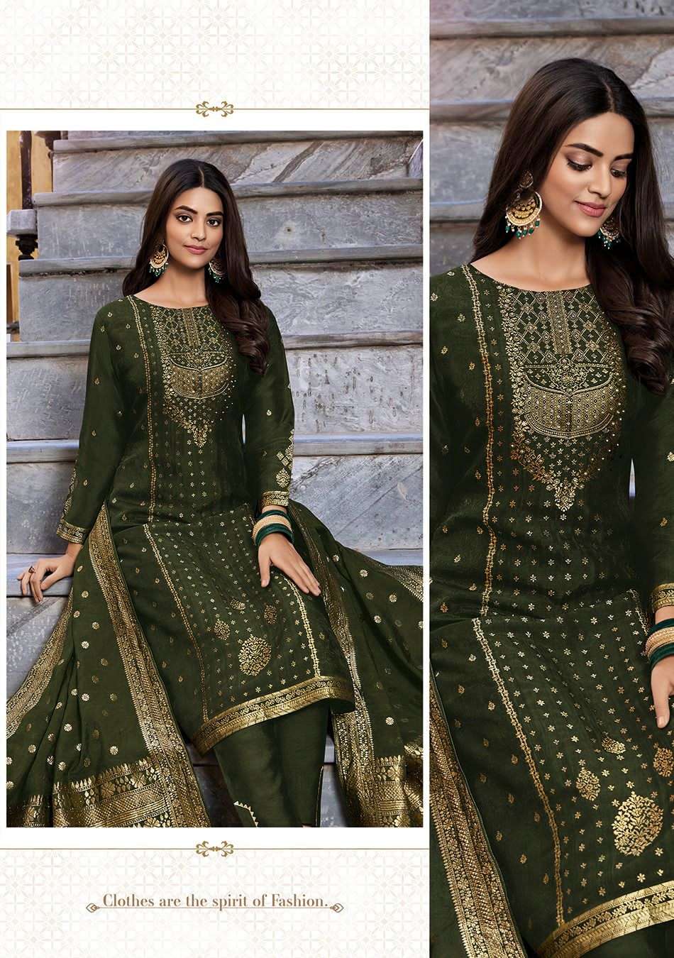 Pure Dolla Viscose Jaquard suit With Pure Khatli Work