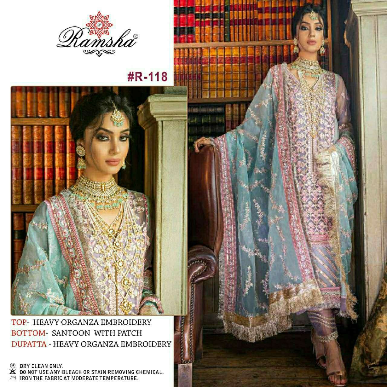 ramsha r 118 organza work embroidery suit 