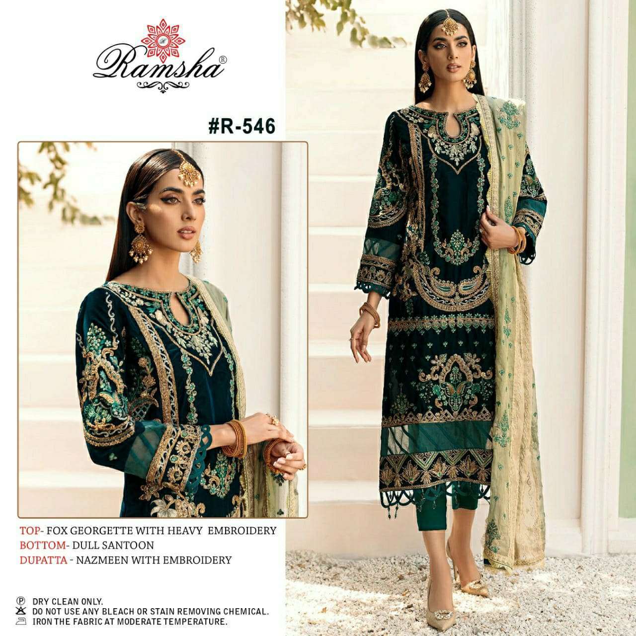 ramsha R-546 georgette embroidery suit 