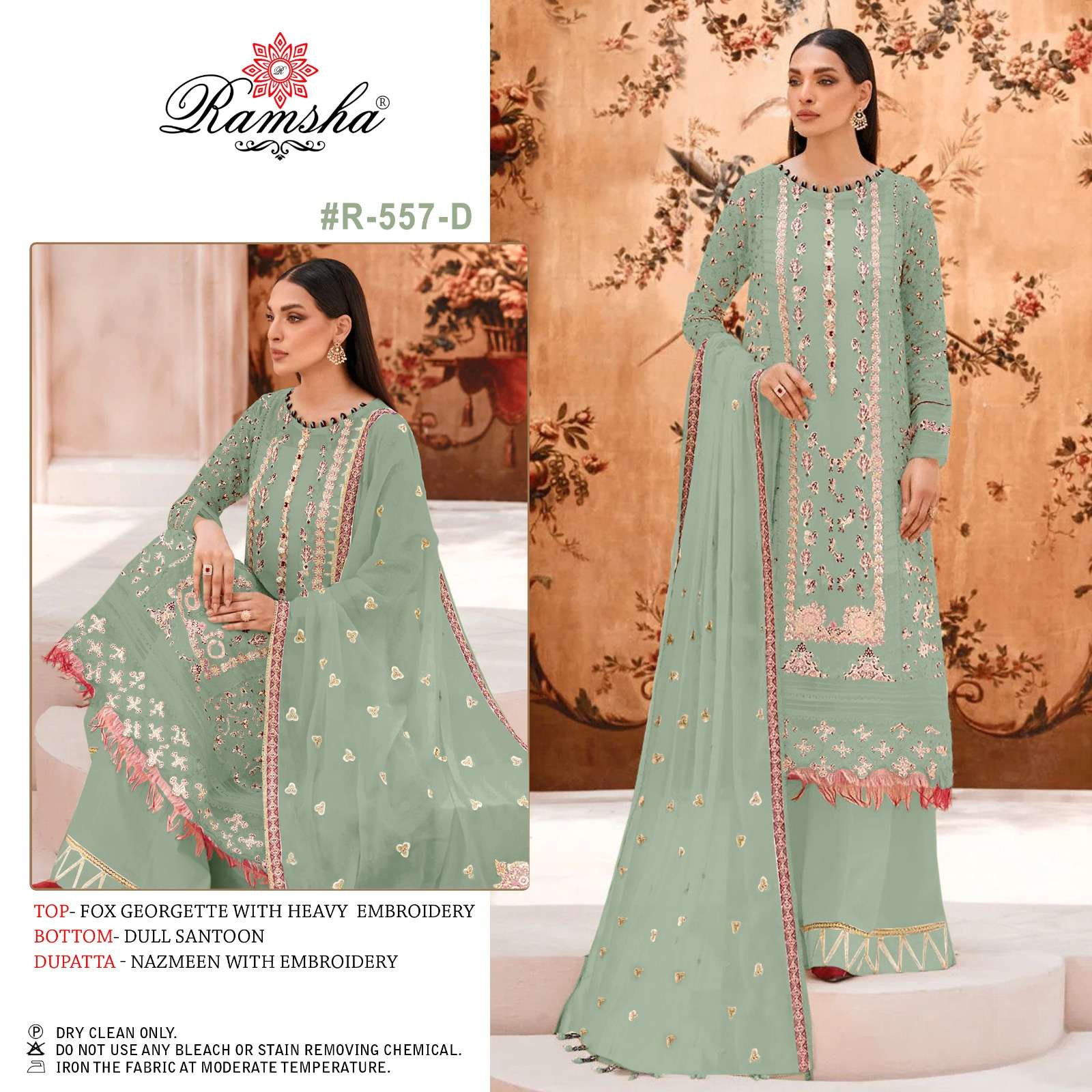 ramsha r-557 nx designer georgette embroidery suit 