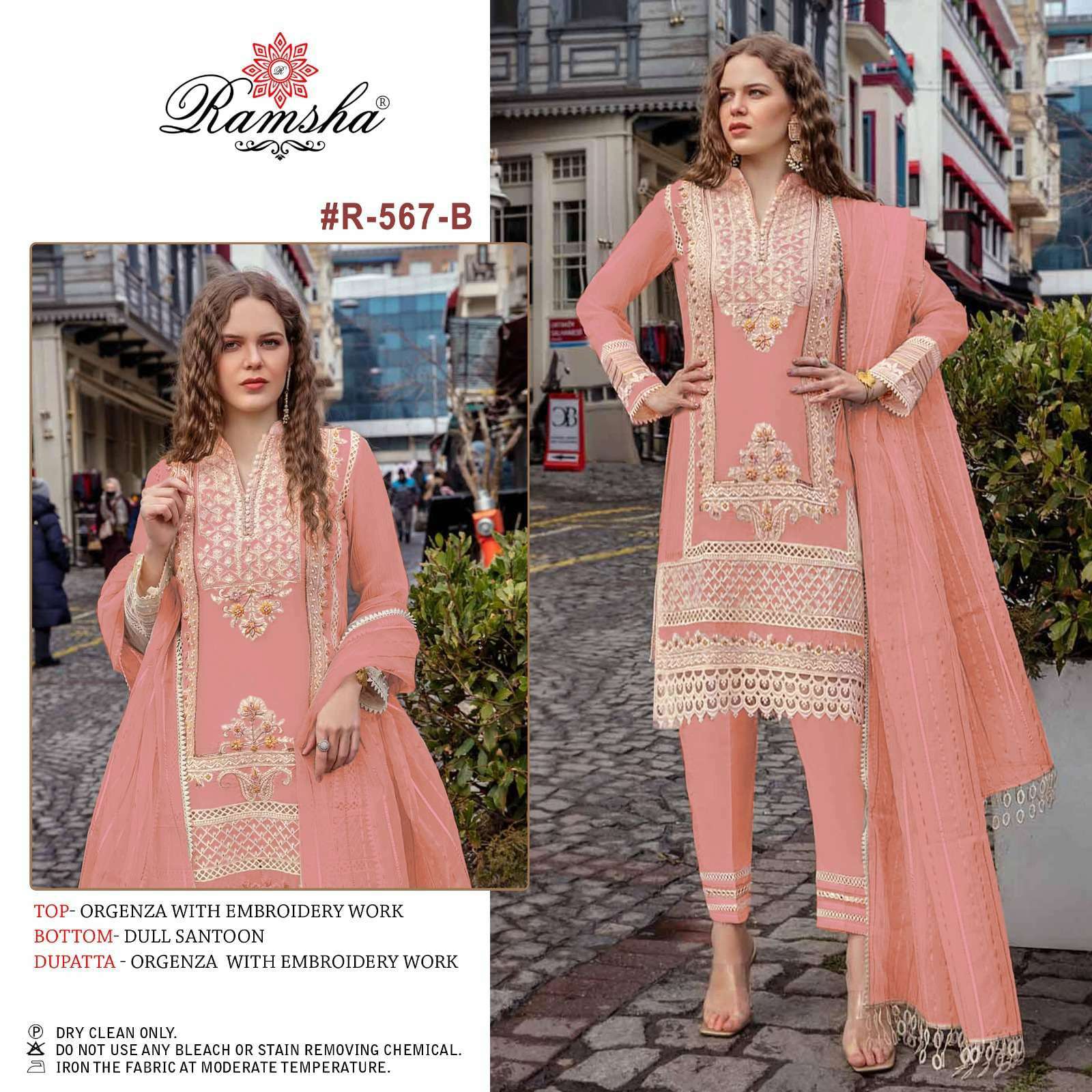 ramsha R-567 nx organza work embroidery suit 