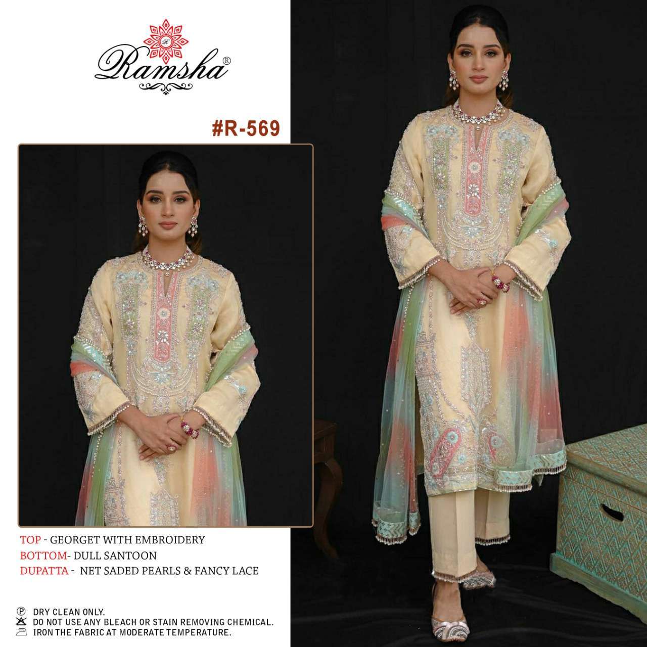 ramsha R-569 georgette embroidery suit 