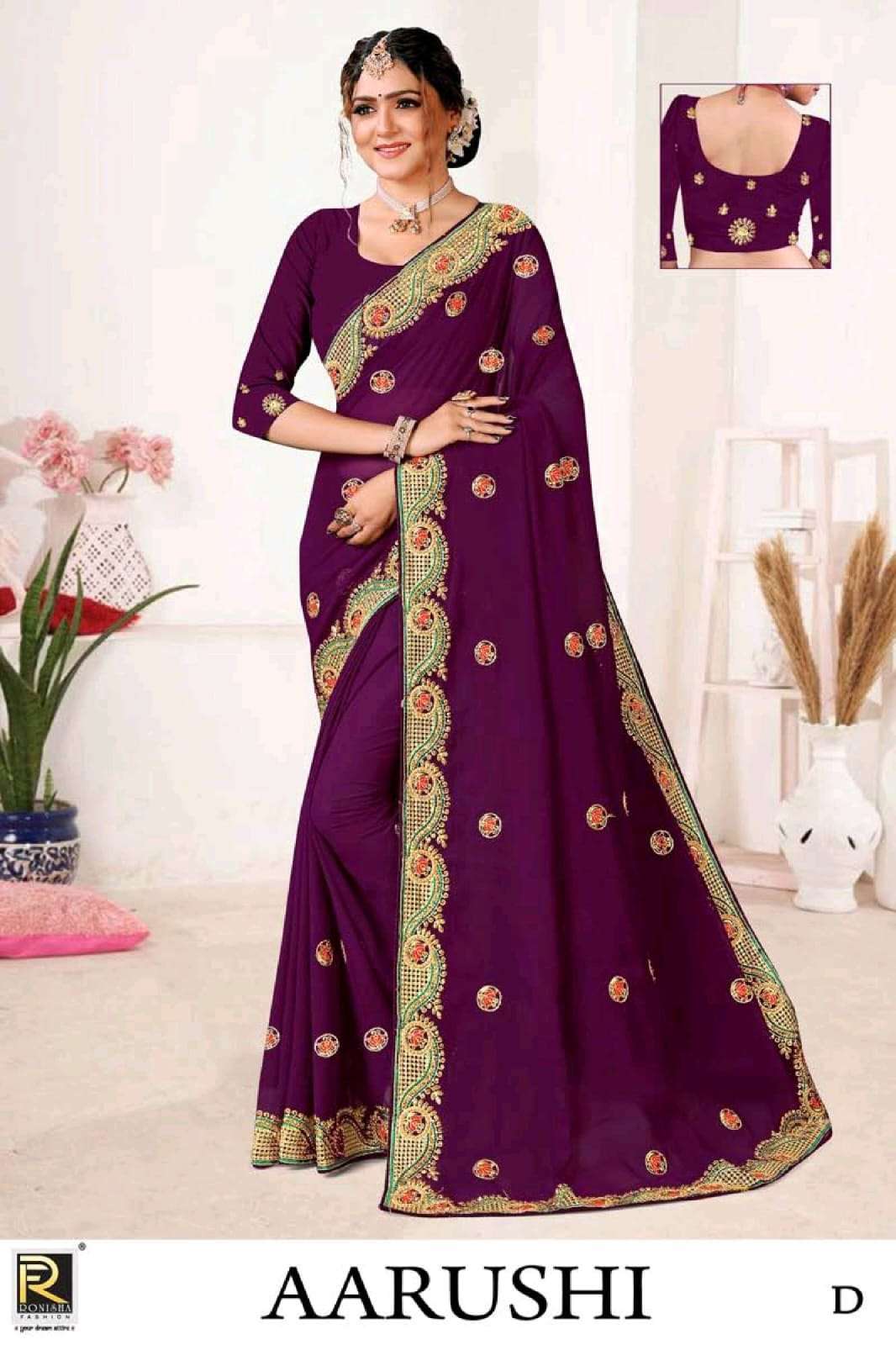 ranjna saree Aarushi georgette embroidered saree