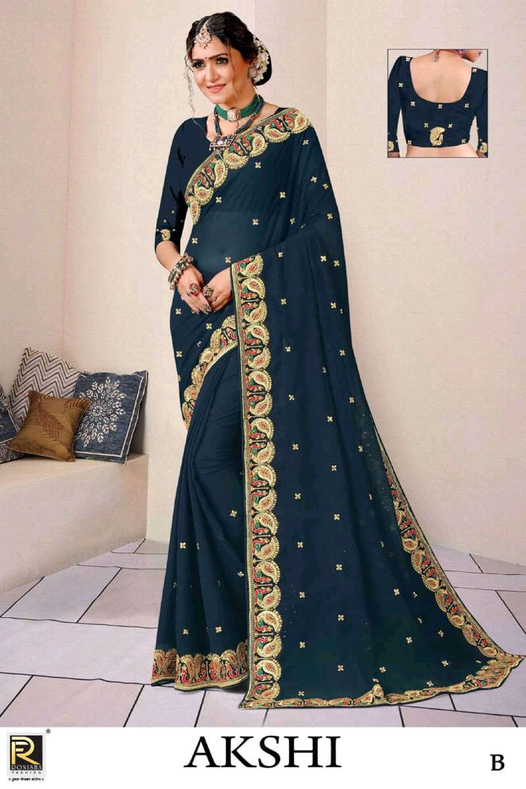 ranjna saree Akshi georgette embroidery saree