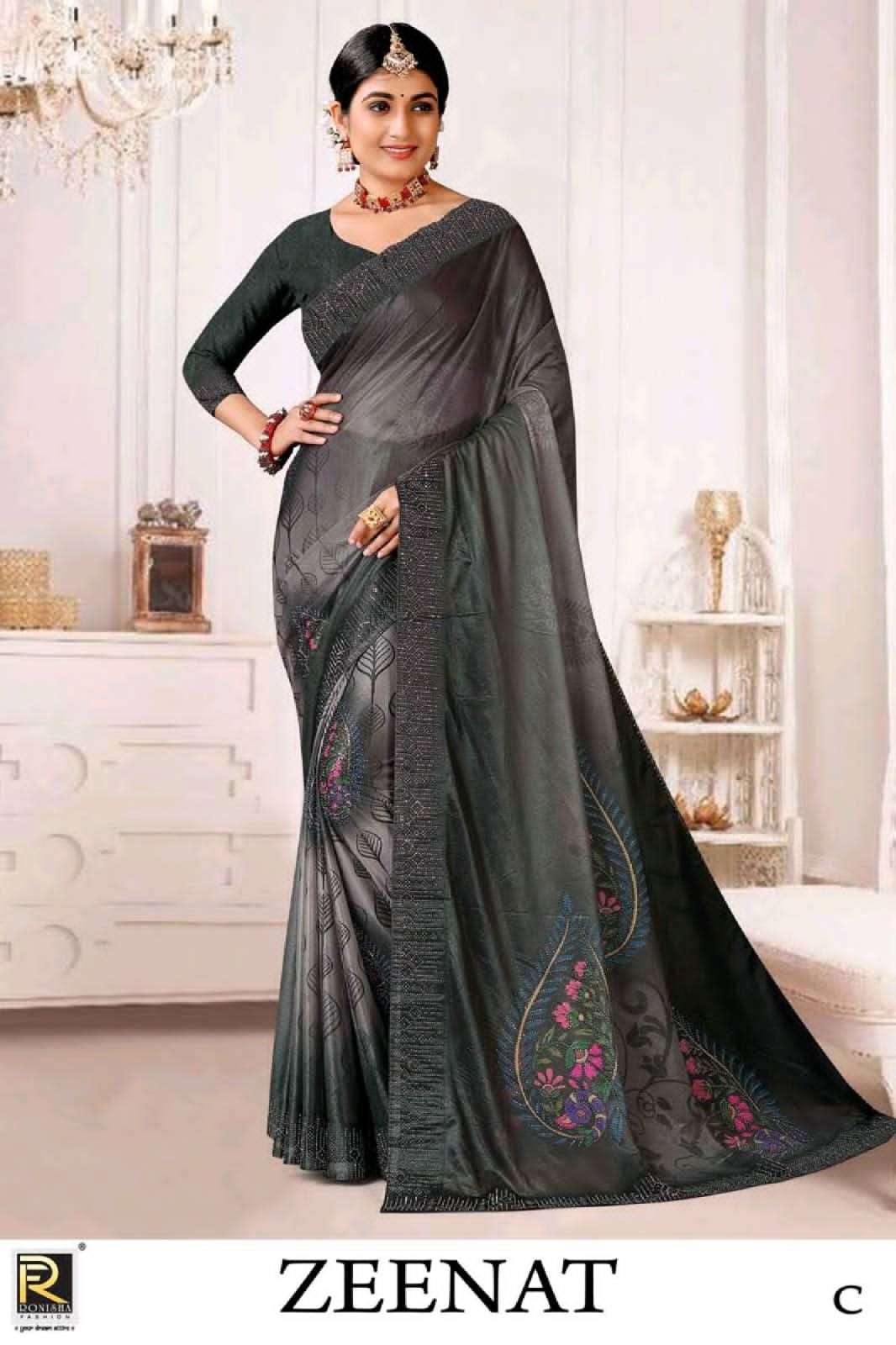 ranjna saree Zeenat Lycra Heavy Diamond Work saree