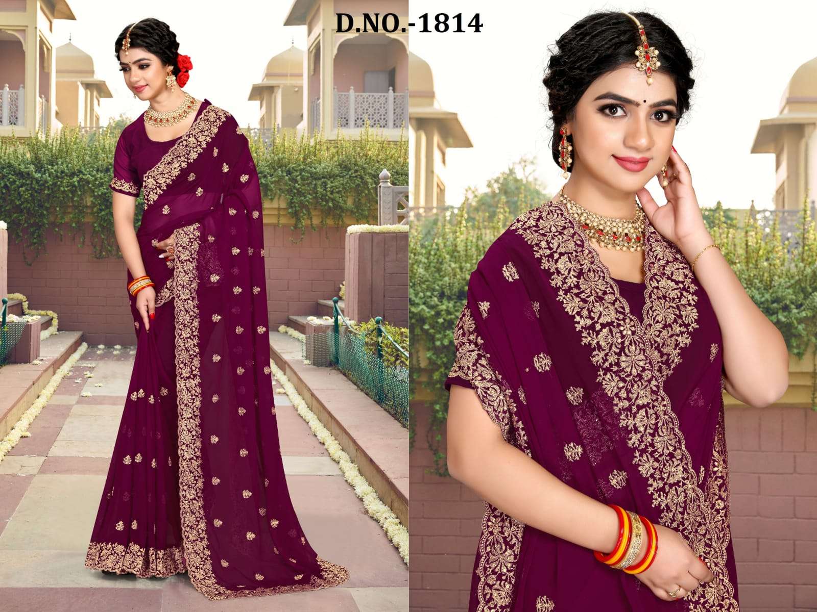 rashmik designer georgette jari embroidery saree