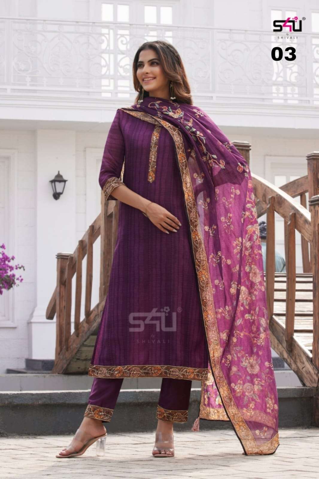 s4u designer Aasam silk readymade suit 