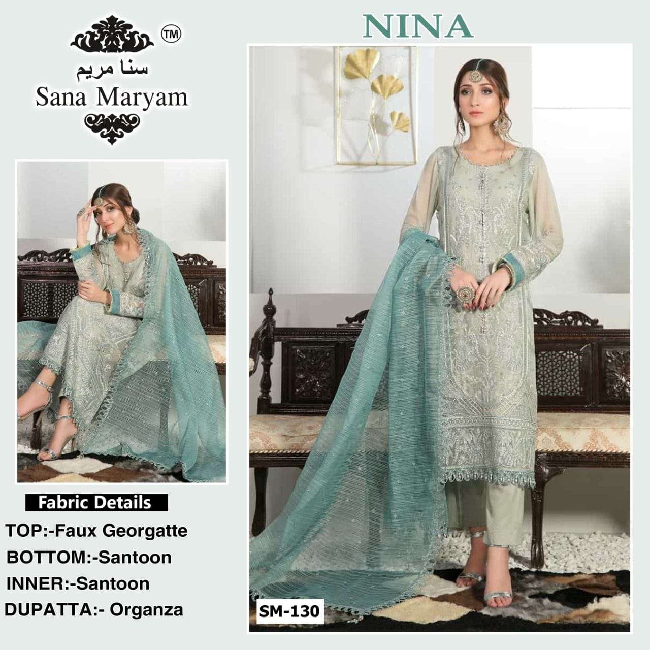 sana maryam nina designer faux georgette suit 