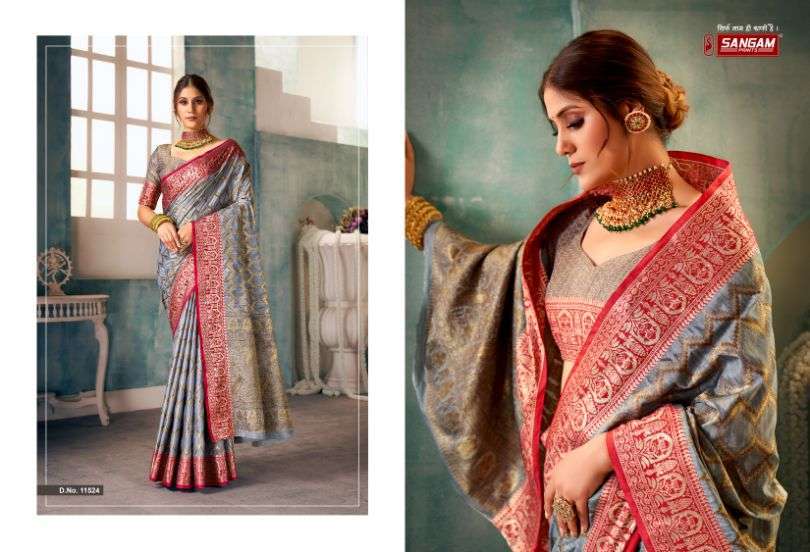 sangam prints kaveri silk series 11519-11524 silk saree