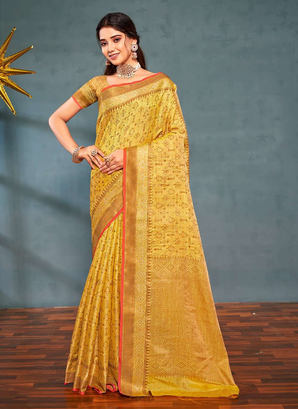 sangam prints unique silk Banarasi Silk rich pallu saree