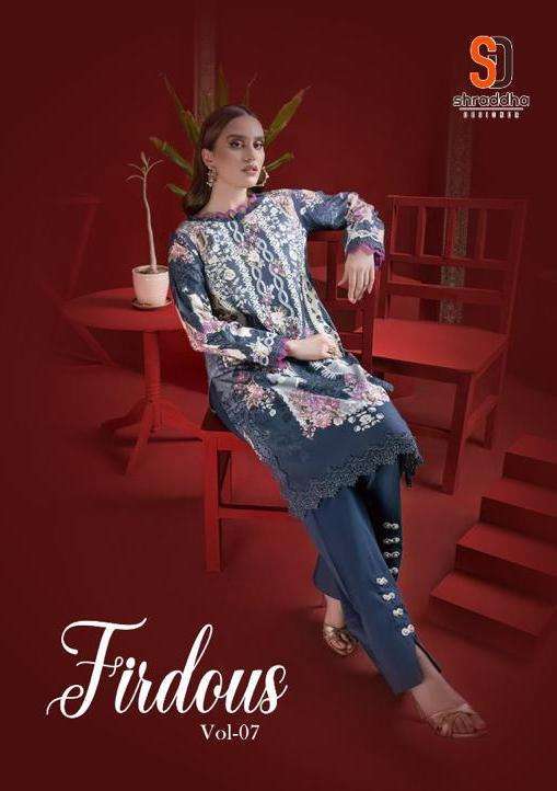 shraddha firdous vol 7 series 7001-7004 lawn cotton suit 