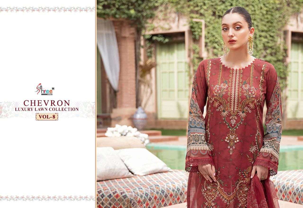 shree fab chevron luxury lawn collection vol 8 2357 designer pure cotton suit 