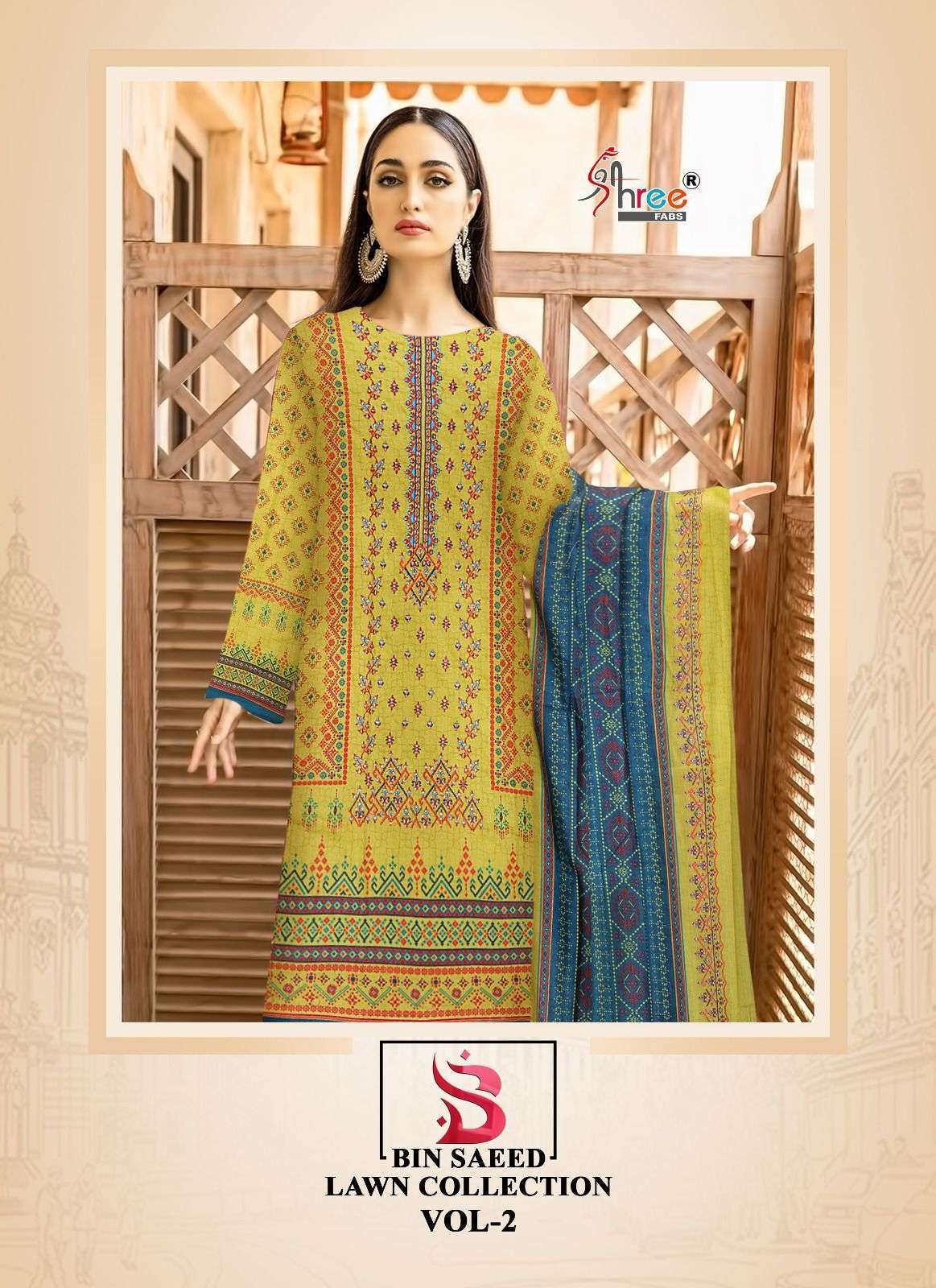 shree fabs bin saeed lawn vol 2 series 2532-2536 pure lawn suit 