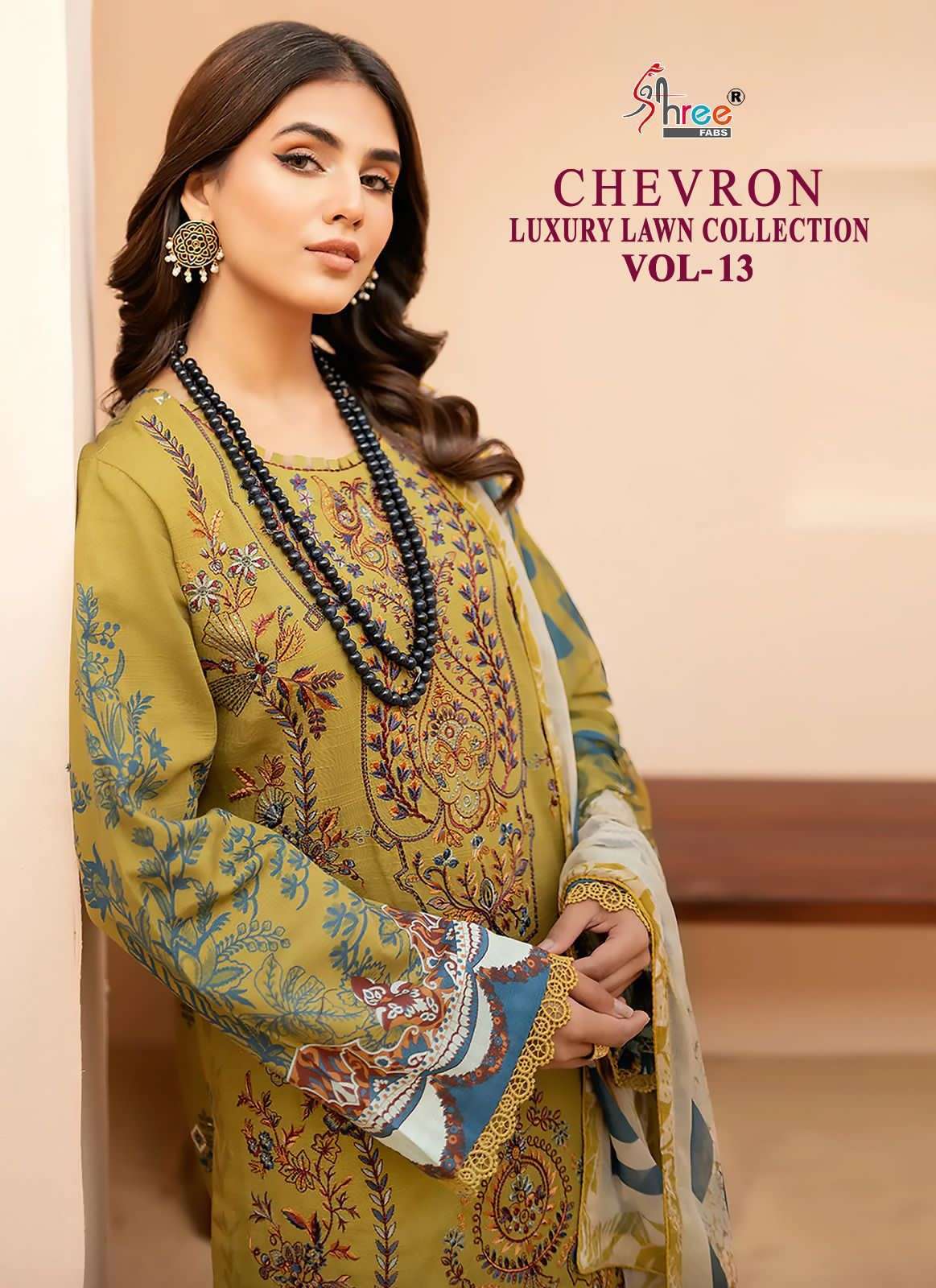 shree fabs chevron luxury lawn vol 13 series 2527-2531 pure lawn cotton suit 