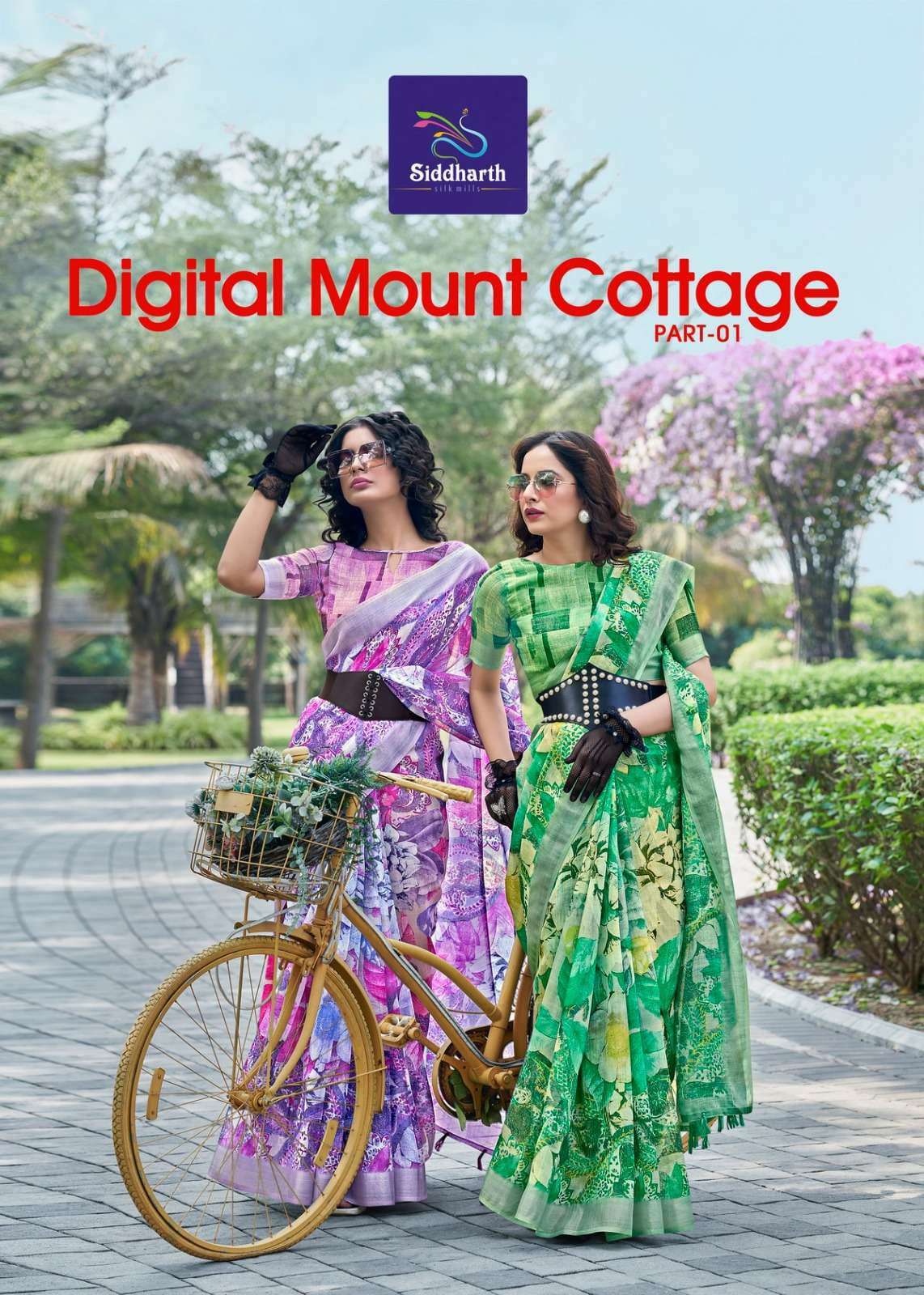 siddharth digital mount cottage series 10001-10008 cotton saree 