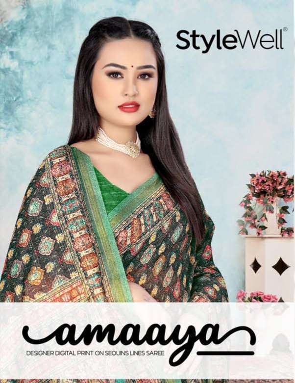 stylewell amaaya series 2401-2407 linen printed saree