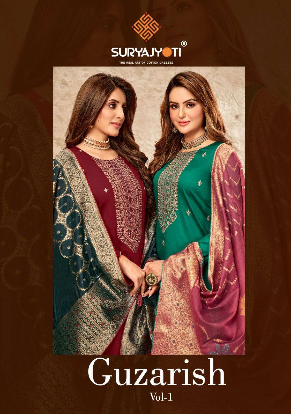 suryajyoti guzarish series 1001-1006 jam satin suit 