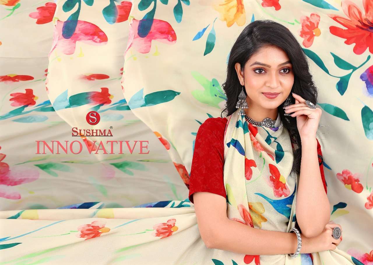 sushma innovative series 801-810 digital satin fabric saree