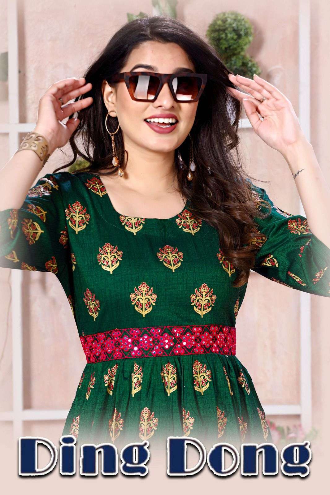 trendy ding dong series 13001-13010 heavy rayon two tone kurti 