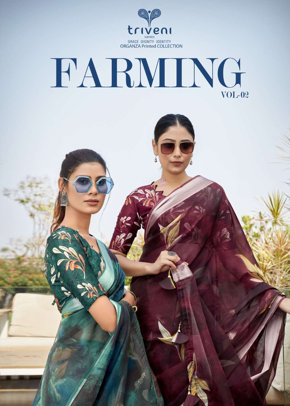 triveni farming vol 2 series 36757-36764 organza saree 