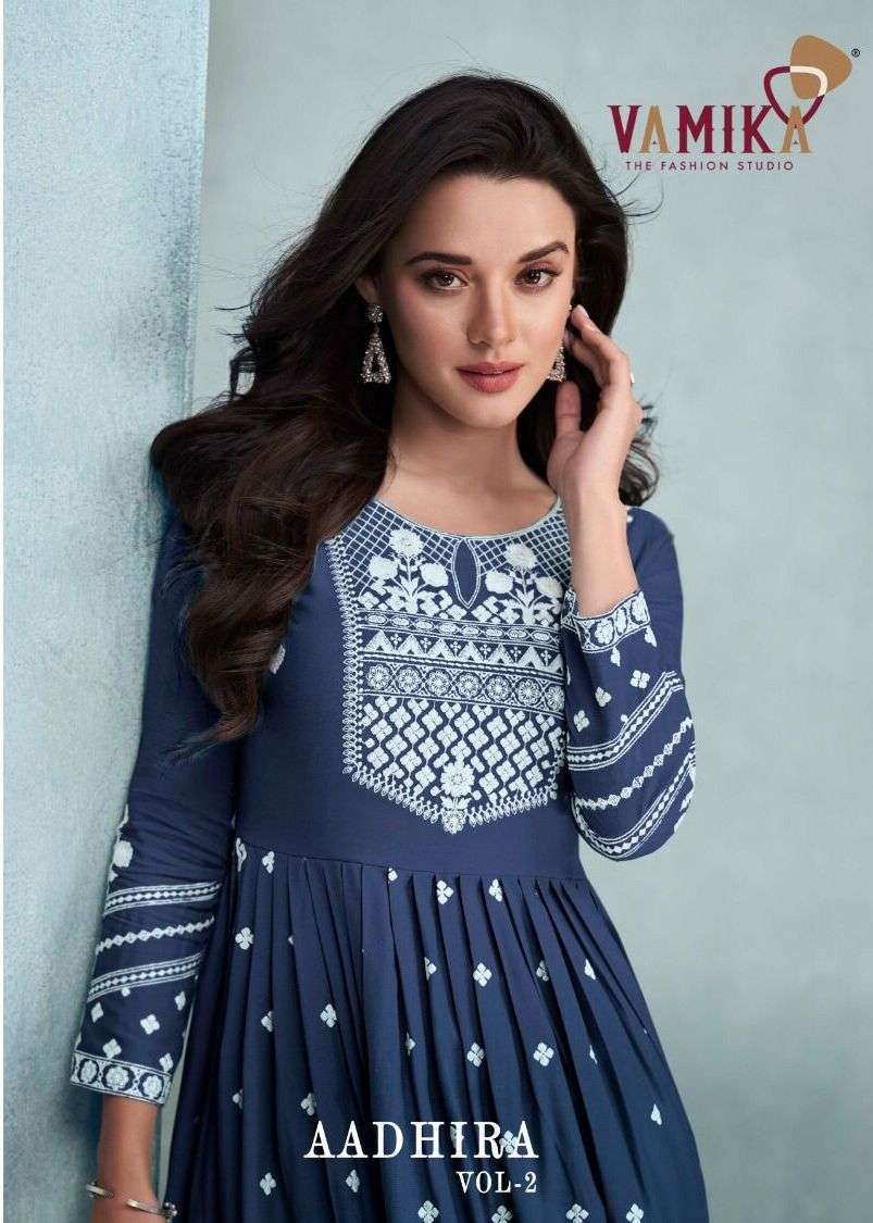 vamika aadhira vol 2 series 1104 pure rayon viscose readymade suit 