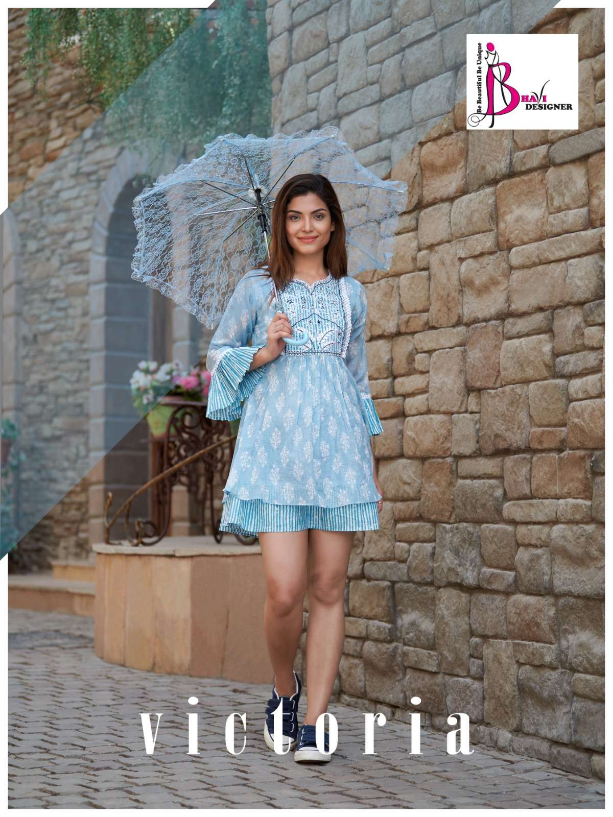 victoria designer printed cotton kurti 