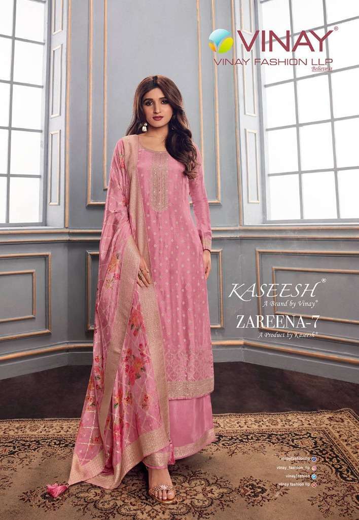 vinay zareena vol 7 series 63421-63428 pure soft jacquard suit 