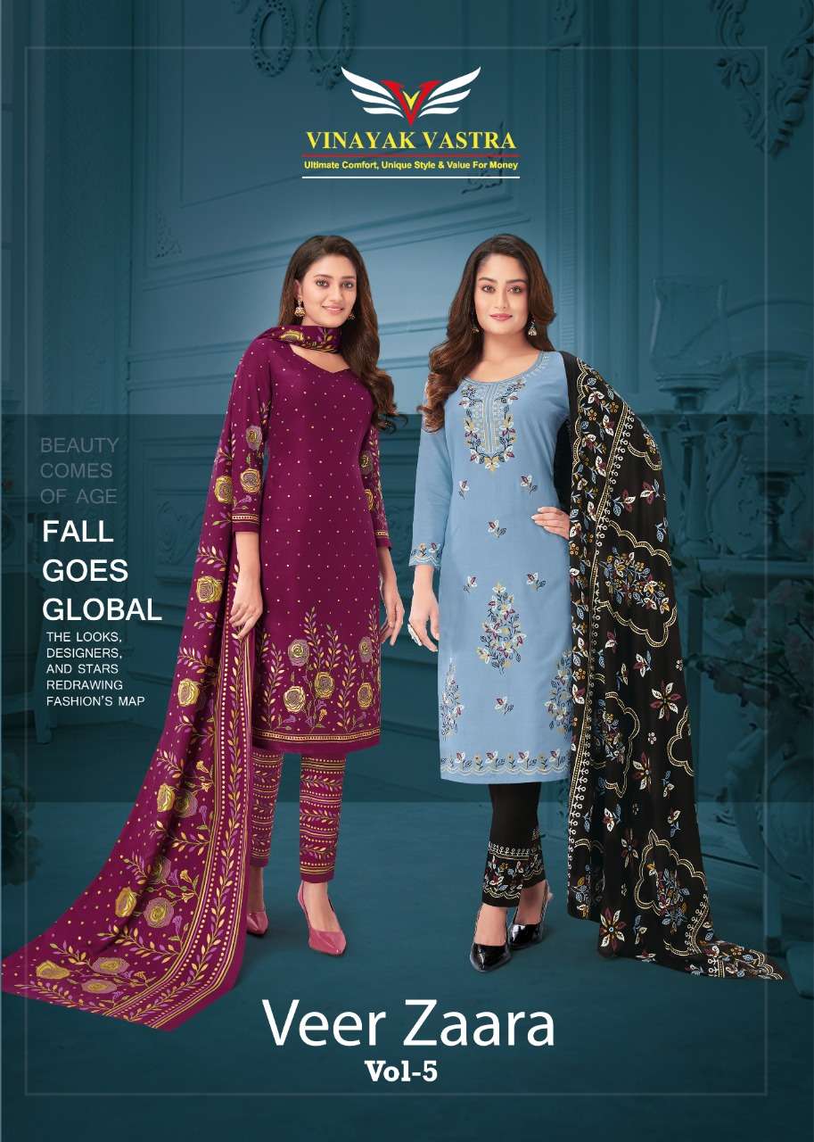 Vinayak Vastra Veer Zaara Vol-5 series 521-528 Pure Cotton readymade suit