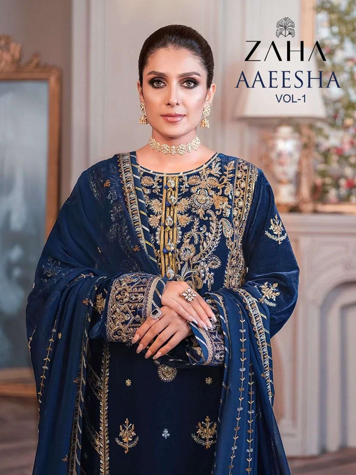 zaha aaeesha vol 1 series 10112-10115 georgette embroidered suit 