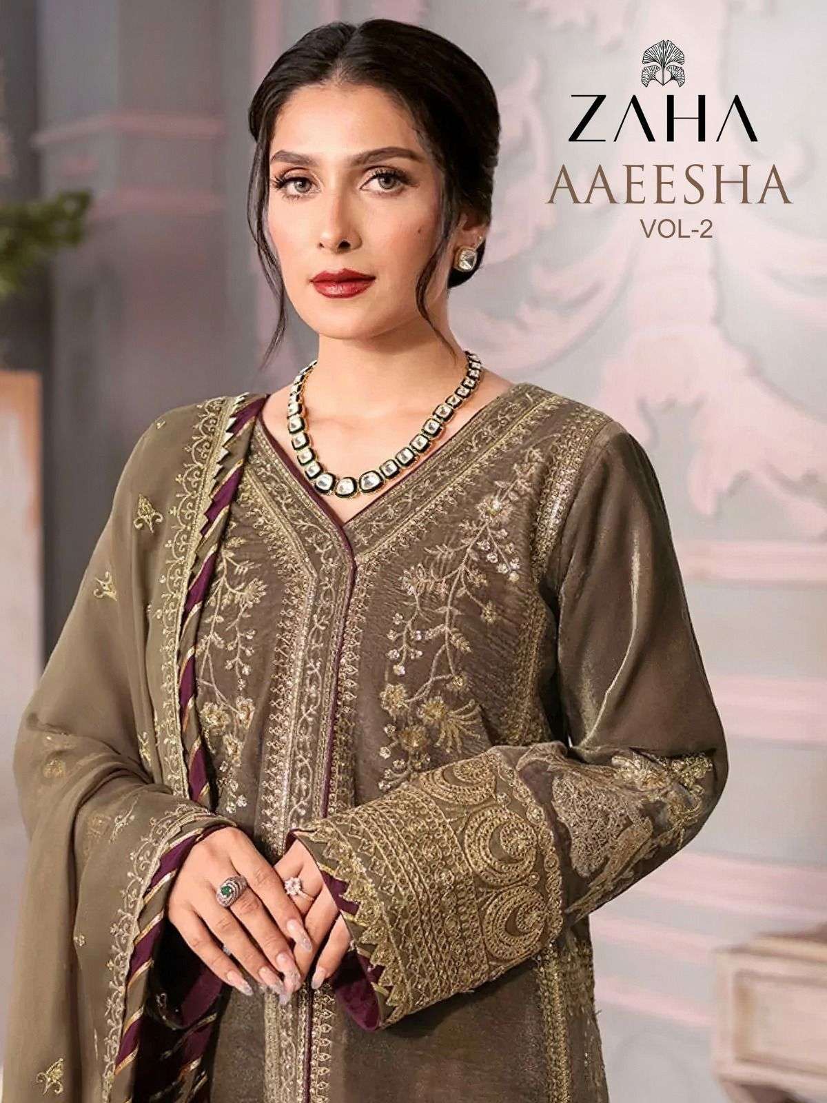 zaha aayesha vol 2 series 10116-10119 georgette embroidered suit