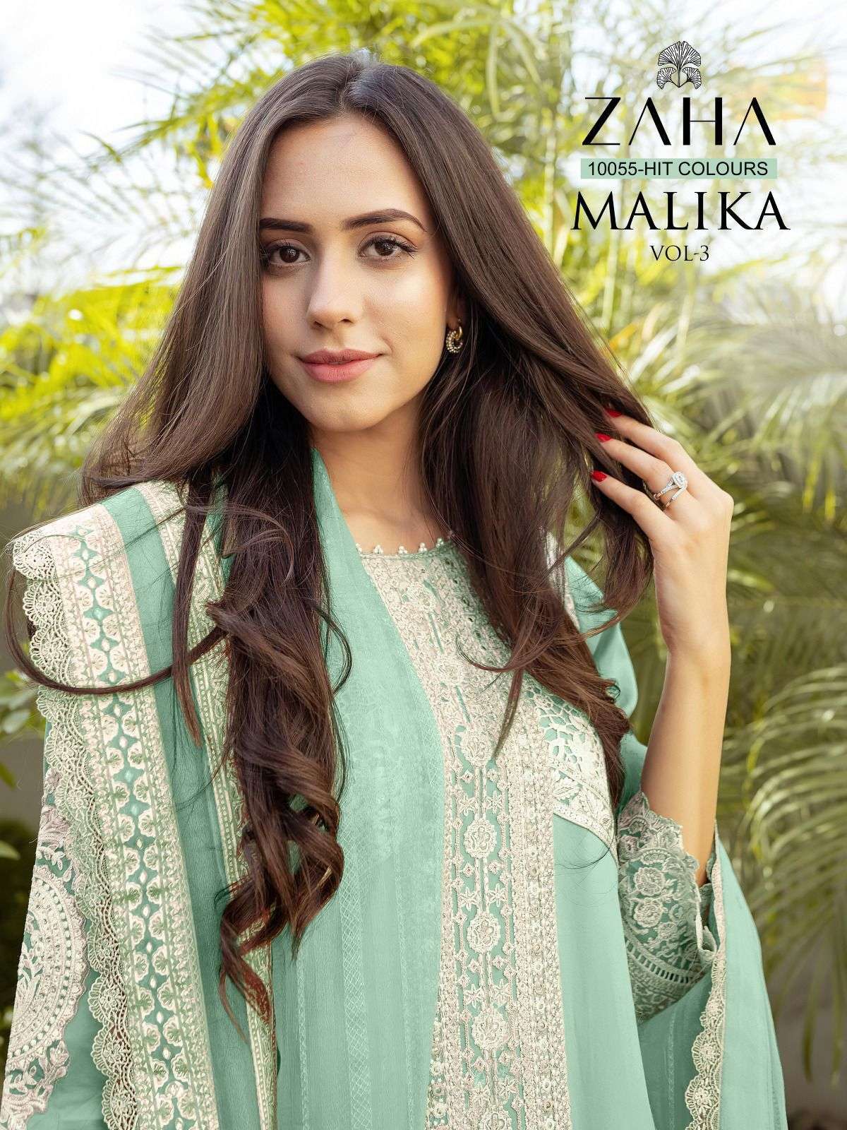 zaha malika vol 3 series 10055 georgette heavy embroidered suit